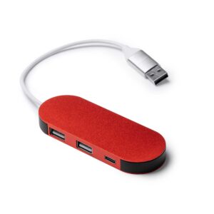 Adattatore USB di alluminio con uscite USB e tipo C