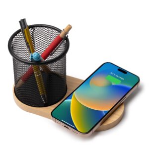 Portapenne metallico con ricarica wireless